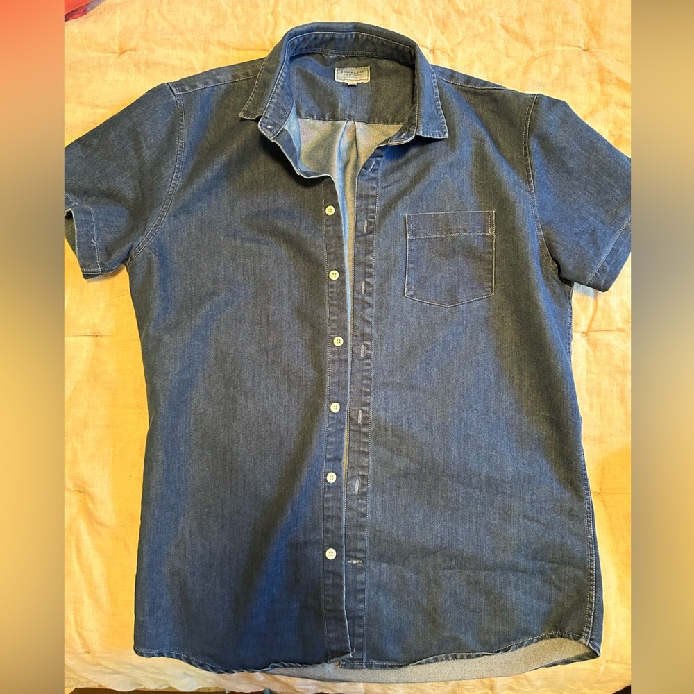 Frank & Oak Blue Button Down Shirt - Picture 3 of 3